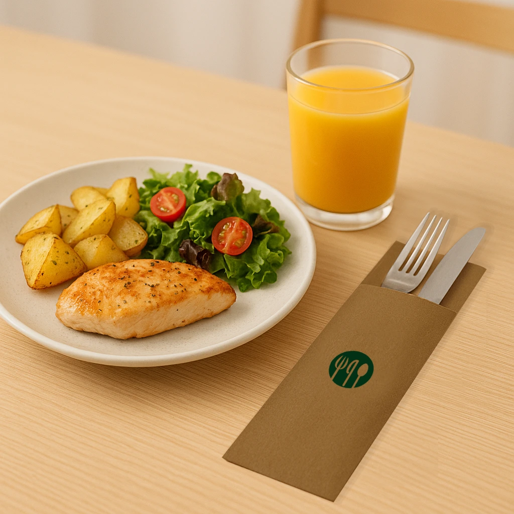 Cubiertos en abanico