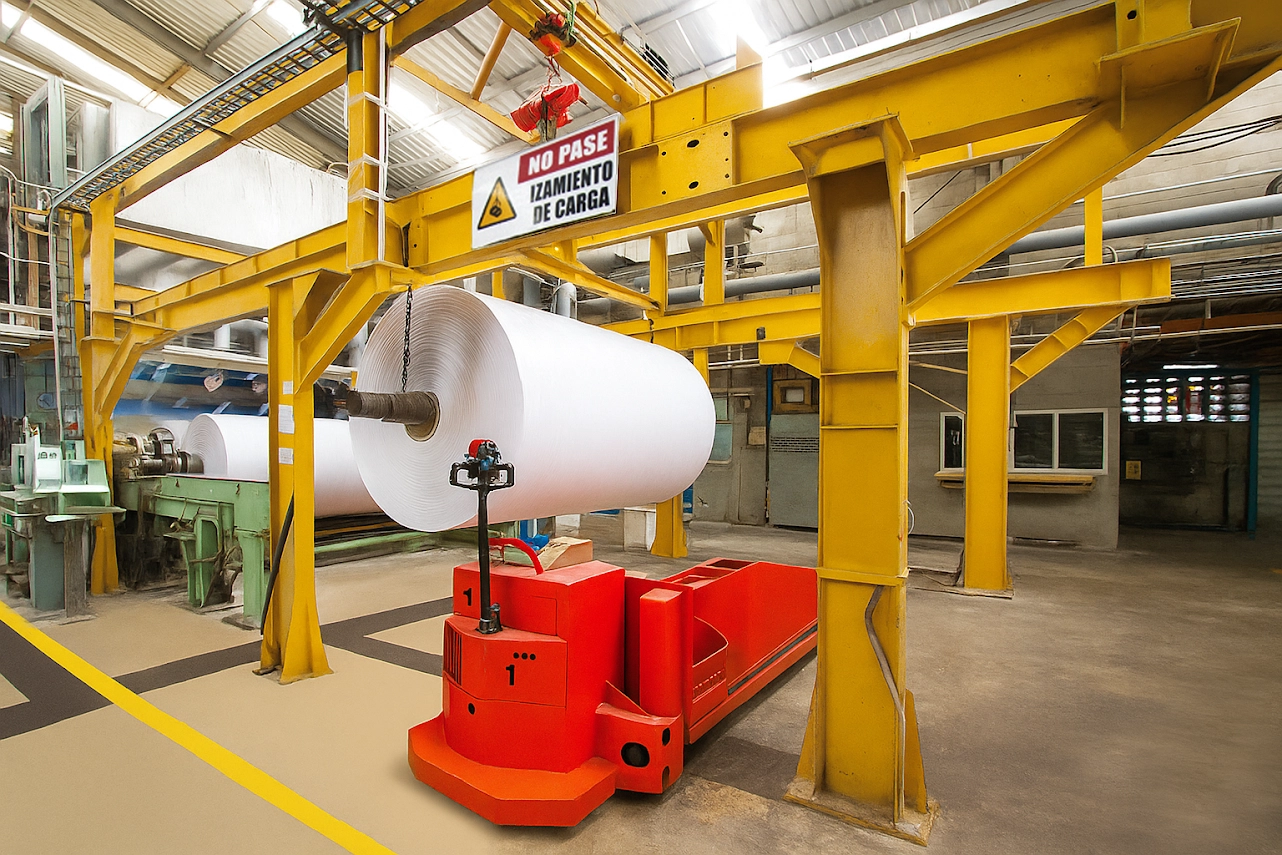 Industria con bobina de papel